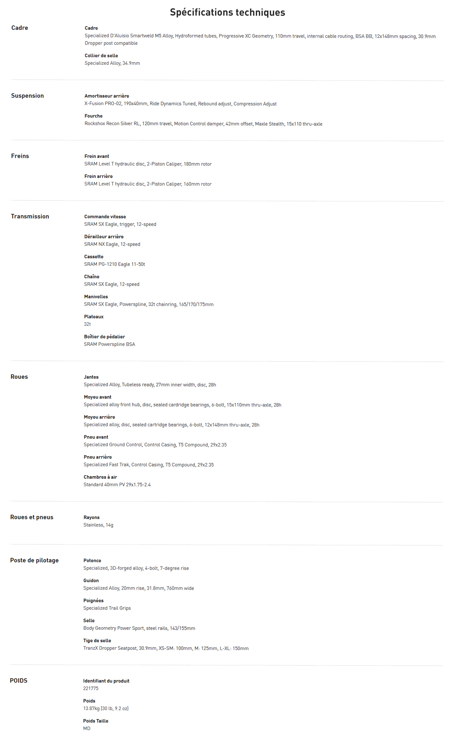 Caracteristique technique vélo Chisel année 2025